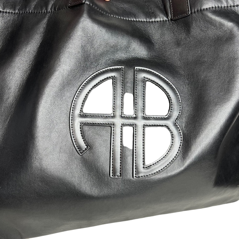 Anine Bing Black Large Recycled Leather Rio Tote - Picture 7 of 11